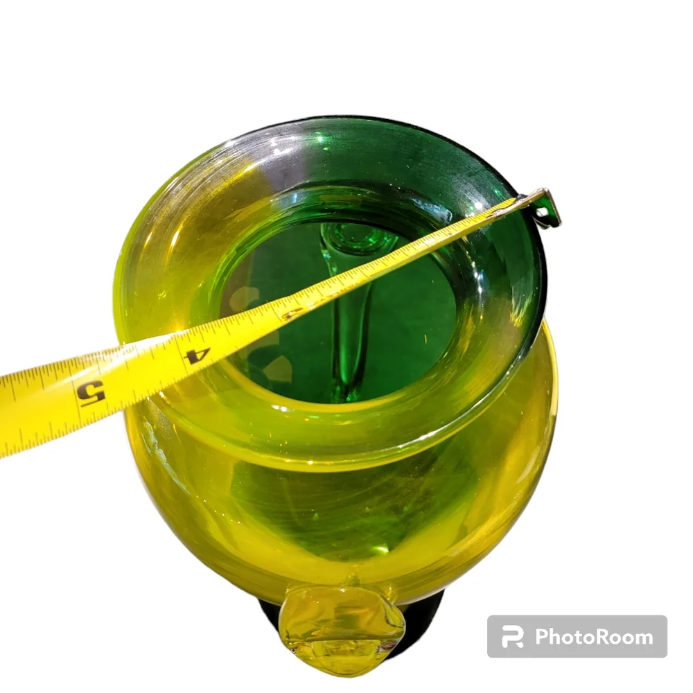 Art Glass Vase Urn Shape Applied Handles